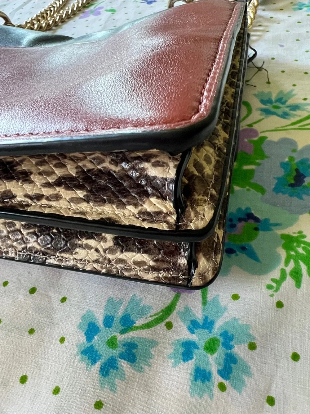 Coach Klare Leather Brown Monogram Crossbody with Snake Print Accent